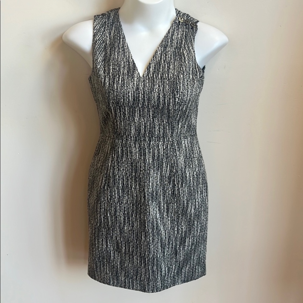 White House Black Market Elegant Black and White textured Women's Dress